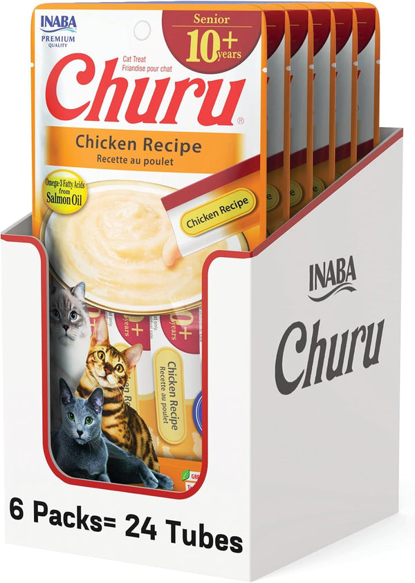 INABA Churu Senior Lickable Cat Treats, Chicken Variety, 20Ct | Senior 10+ Support, Brain Support, Immune Support, 90% Moisture, 7 Calories, Grain-Free, 20 X 0.5 Oz Tubes9