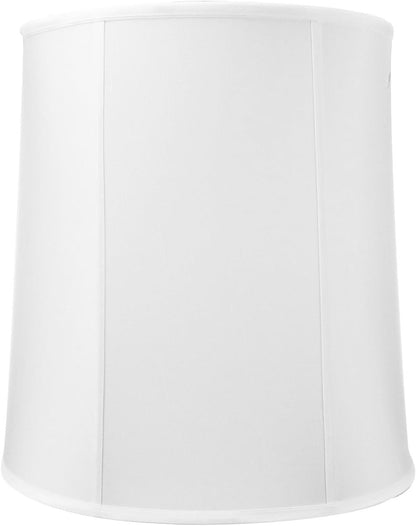 14"X16"X17” Prestige Tall Drum Lampshade with Brass Spider Fitter - Perfect for Desk and Tall Table Lamps - Large Cylinder Shade Replacement, White Shantung Fabric1
