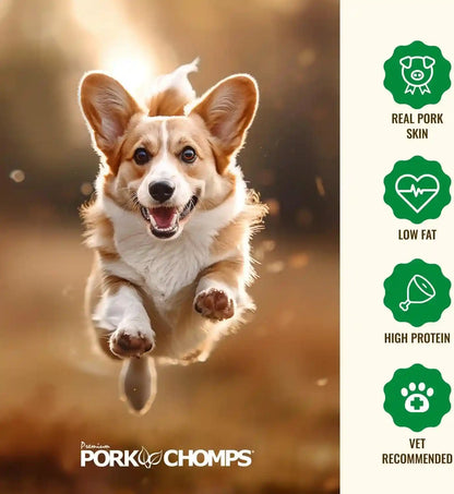 Pork Chomps Roasted Pork Skin Dog Chews, 6 Inch Twists, 15 Count - Long-Lasting Treats for Dogs - High Protein, Rawhide-Free, Low Fat, Healthy & Delicious Chews5