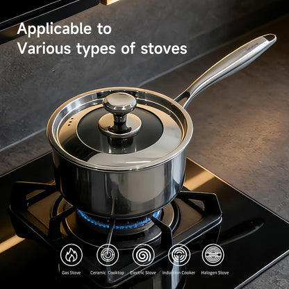 3.5 QT Tri-Ply Stainless Steel Saucepan with Visible Lid Small Pot Sauce Pan for Cooking Milk Noodle Pasta Soup Vegetable, Dishwasher Safe Induction Compatible(Detachable Handle)8