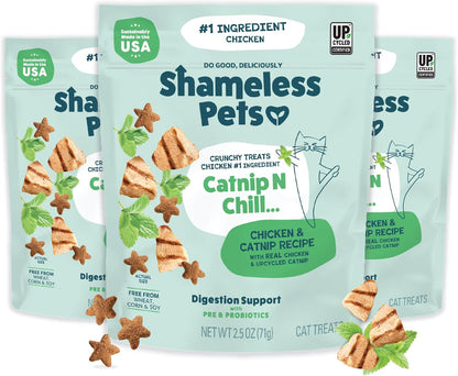Shameless Pets Crunchy Cat Snacks & Treats – Healthy Cat Treats for Indoor Cats & Kittens with Catnip, Real Chicken & Digestive Support, Catnip N Chill (2.5 Oz)20