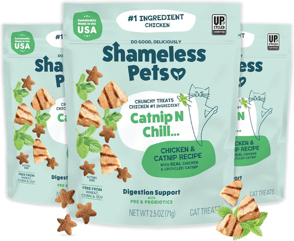 Shameless Pets Crunchy Cat Snacks & Treats – Healthy Cat Treats for Indoor Cats & Kittens with Catnip, Real Chicken & Digestive Support, Catnip N Chill (2.5 Oz)20