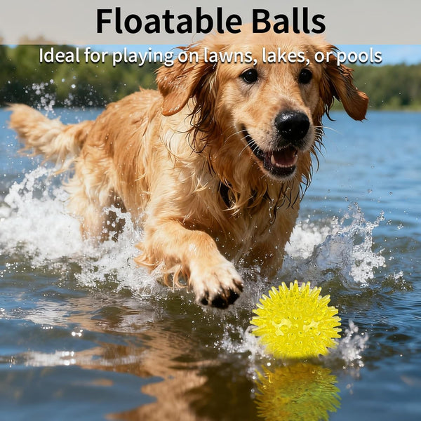 6 Pack Squeaky Spiky Dog Balls, Puppy Chew Toys for Teething, Small | Food-Grade TPR Rubber Durable, Interactive Fetch Floating Dog Pool Ball Toy for Chewers for Small Medium7