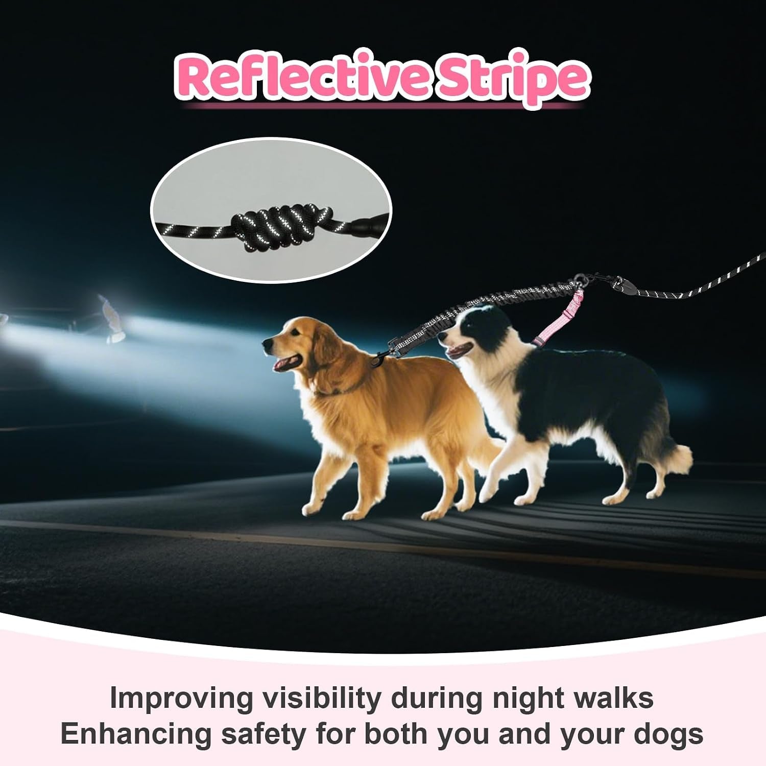 double-dog-leash-360-swivel-tangle-free-splitter-attachment-2-dogs-multi-functional-leashes-dual-rope-for-outdoor-walk-train-small-medium-large-two-pet-pink
