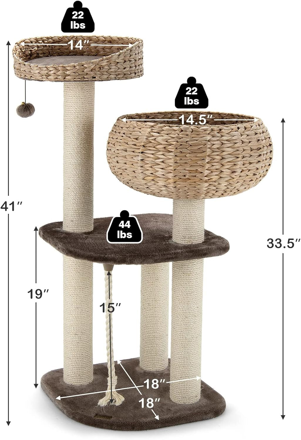 petsite-41-inch-modern-cat-tree-for-indoor-cats-multi-level-cat-tower-with-scratching-posts-hand-made-wicker-cat-condo-top-perch-dangling-ball-sisal-rope-cute-cat-tree-for-indoor-cats