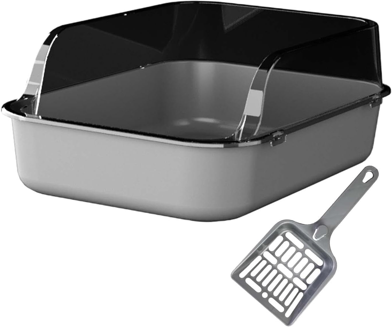 open-litter-box-semi-enclosed-cat-toilet-sand-box-bedpan-container-for-indoor-cats-and-young-kittens-gray