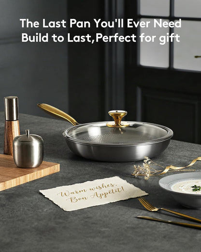 Titanium Pans for Cooking, Ø12In with Lid, Au Grantin Pan | Hammered Chef-Grade Design | Pfas/Pfoa/Ptfe-Free | Induction, Dishwasher & Oven-Safe3