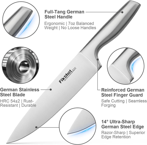Kitchen Knife Set, German Stainless Steel Kitchen Knives | 14-Piece Includes Knife Block Set & Sharpener, High Carbon, Rust-Resistant, Ergonomic Handle for Cooking, Grilling & Gifting3