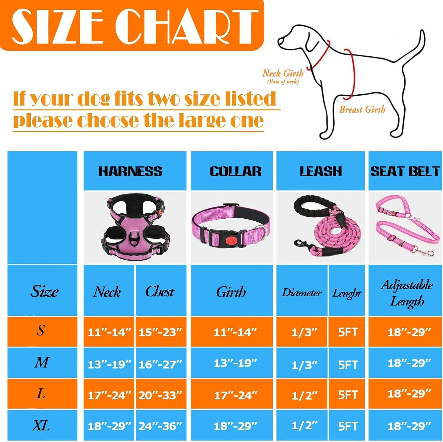 lobeve-no-pull-dog-harness-collar-leash-set-includes-dog-seat-belt-collapsible-bowls-poop-bag-dispenser-ideal-for-training-walking-hiking-fits-small-to-large-dogspink-l