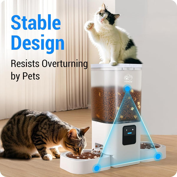Frienhund Automatic Cat Feeder 2 Cats with Slow Feed: Dual Automatic Dog Feeder with 5G Wifi, Cat Food Dispenser with APP Control for Multiple Pets, Detachable for Easy Clean, Double Pet Bowl - 29 Cup9