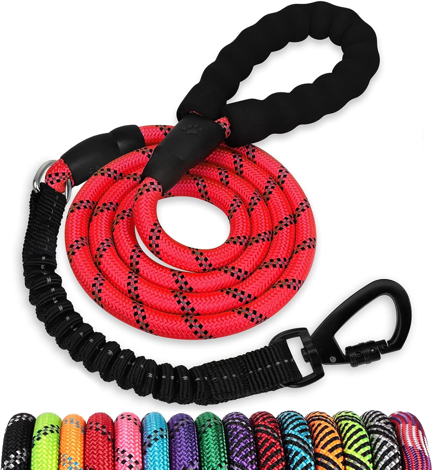 long-dog-leash-15-ft-heavy-duty-rope-leashes-for-dogs-training-with-swivel-lockable-hook-reflective-threads-bungee-and-padded-handle-dog-lead-for-large-small-medium-dogs-outside-walking-hiking