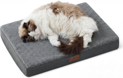 Bedsure Washable Dog Beds Large Sized Dog with Comfy Sherpa, 36X27In Grey | Orthopedic Egg Crate Foam,Comfort Support Flat Rectangle Pet Mat,Non-Slip Bottom,Removable Cover,For Large Breed up to 55 Lbs37