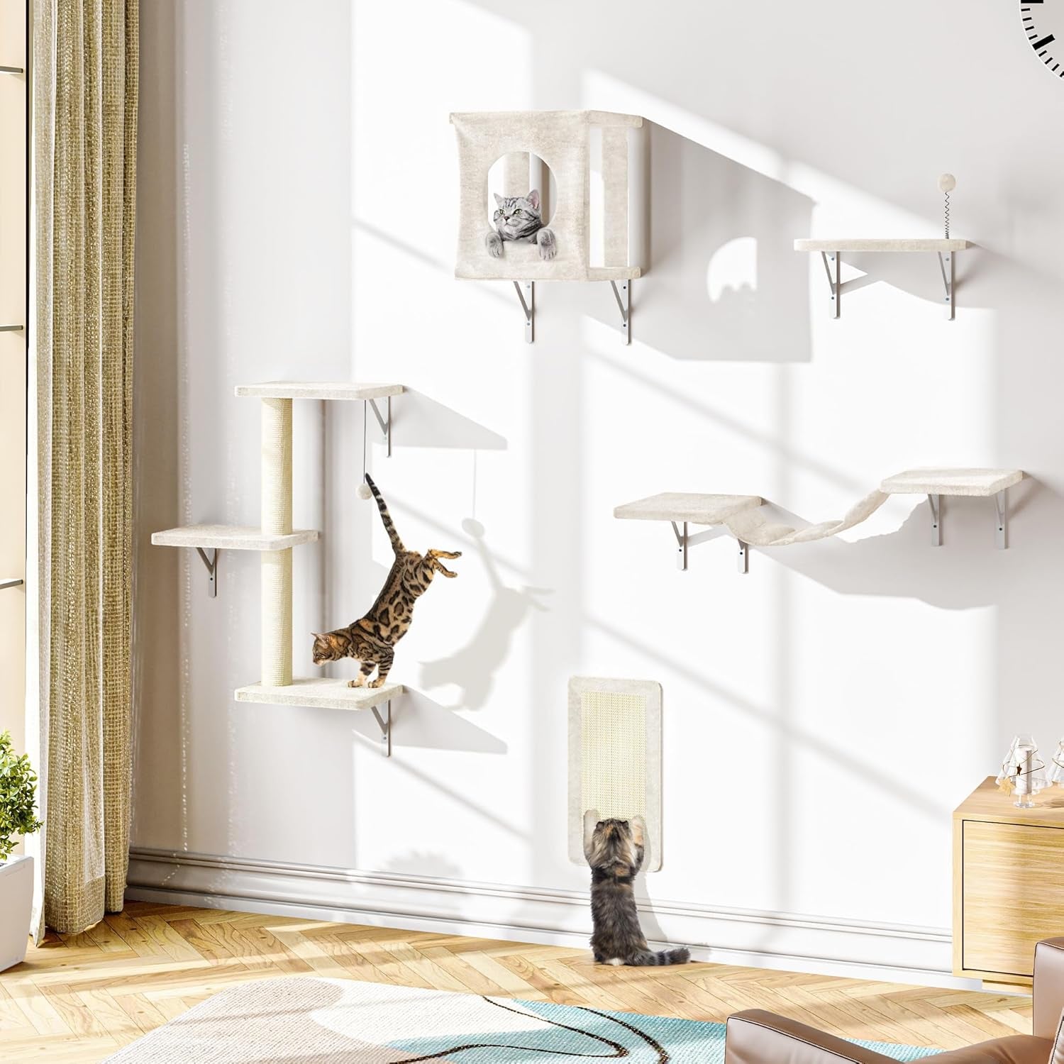 nunu-lab-wall-mounted-cat-furniture-set-6-pcs-climber-set-with-house-bridge-steps-scratcher-board-diy-walls-playground-indoor-cat-shelves-gray