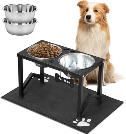 Elevated Dog Bowls, Metal Raised Dog Bowl Stand with 2 Thick 58Oz Stainless Steel Food Bowls & Non-Slip Mat - 11.8" Tall for Medium/Large Breeds1