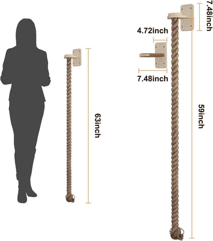 Cat Scratching Post Wall Mounted Climbing Rope Set – Double Platform, Sisal Rope, Space Saving, Easy Install, Multi-Level Cat Playground (Light Brown)2
