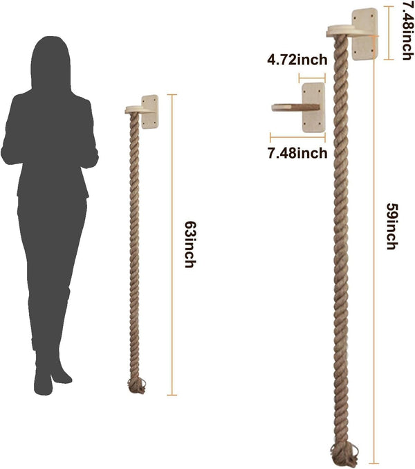 Cat Scratching Post Wall Mounted Climbing Rope Set – Double Platform, Sisal Rope, Space Saving, Easy Install, Multi-Level Cat Playground (Light Brown)2