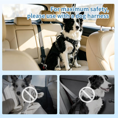 2Pcs Dog Car Seat Belt, Chew Proof Pet Safety Belt for Dogs, 2-In-1 Heavy Duty Dog Car Seatbelt Restraint, Waterproof Steel Wire Dog Leash (Black*2, 24Inch/60Cm)6