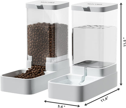 NKECOBJI Gravity Pet Feeder and Water Dispenser Set, Automatic Dog Feeder and Dog Water Dispenser for Dogs Cats Pets Animals Large Capacity(3.8L)4