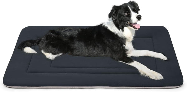 Dog Bed Soft Dog Crate Bed Pad Mat, 42 in Non Slip Bottom Washable Beds for Large Dogs, Pet Bed Mattress Kennel Pad, Dark Blue Gray15