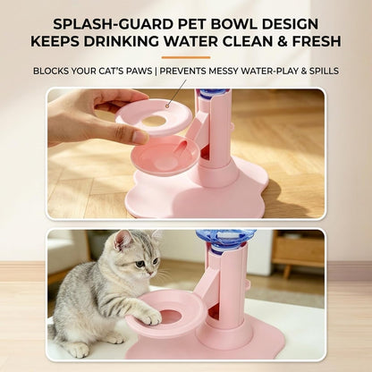 Cat Water Dispenser Stand – Spill-Proof Pet Water Bowl Adjustable Elevated Stand, Automatic Water Renewal, Detachable Easy Clean, Indoor Outdoor Use (Blue,Base+Bottle)5