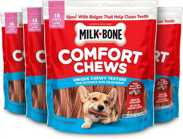 Milk-Bone Comfort Chews, Unique Chewy Texture & Real Beef, 16 Dog Chews | 40.8-Oz. Bag, for Dogs 15-75 Lbs., Rawhide-Free Dog Chews, Made with Real Beef12