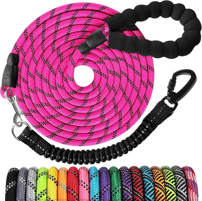 Long Dog Leash 15 FT: Heavy Duty Rope Leashes for Dogs Training with Swivel Lockable Hook Reflective Threads Bungee and Padded Handle - Dog Lead for Large Small Medium Dogs outside Walking Hiking19