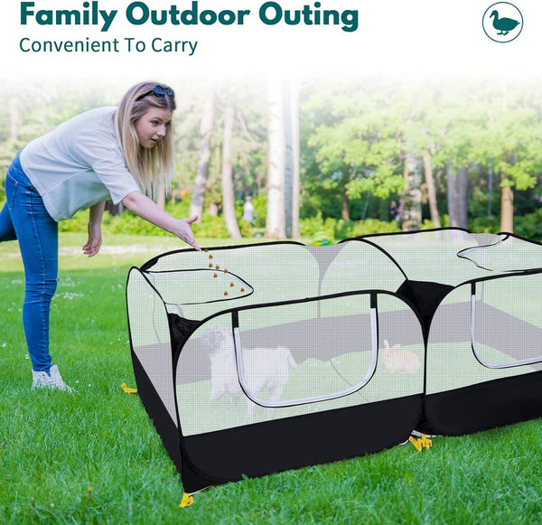 Small Animals Playpen,Pet Cage Tent Large Chicken Run Coop with Detachable Bottom Breathable Transparent Mesh Walls, Foldable Pet Enclosure for Puppy Kitten Rabbits Indoor Outdoor Playpen5