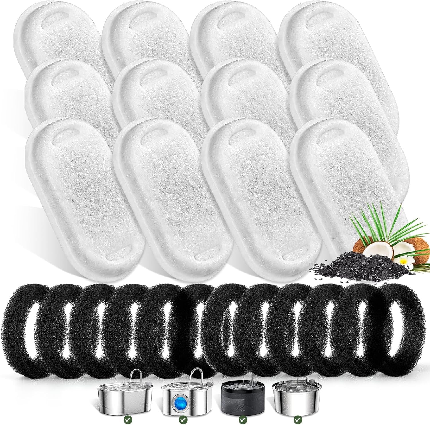 cat-water-fountain-filters-for-stainless-steel-67oz-2l-adjustable-water-flow-pet-fountain-8-pack-pet-replacement-filters-with-8-sponges