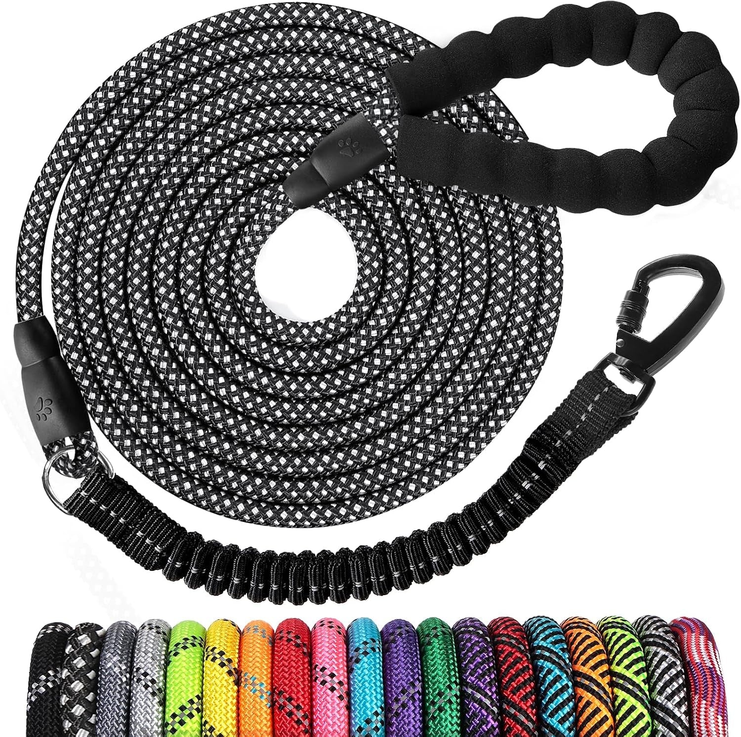 long-dog-leash-15-ft-heavy-duty-rope-leashes-for-dogs-training-with-swivel-lockable-hook-reflective-threads-bungee-and-padded-handle-dog-lead-for-large-small-medium-dogs-outside-walking-hiking