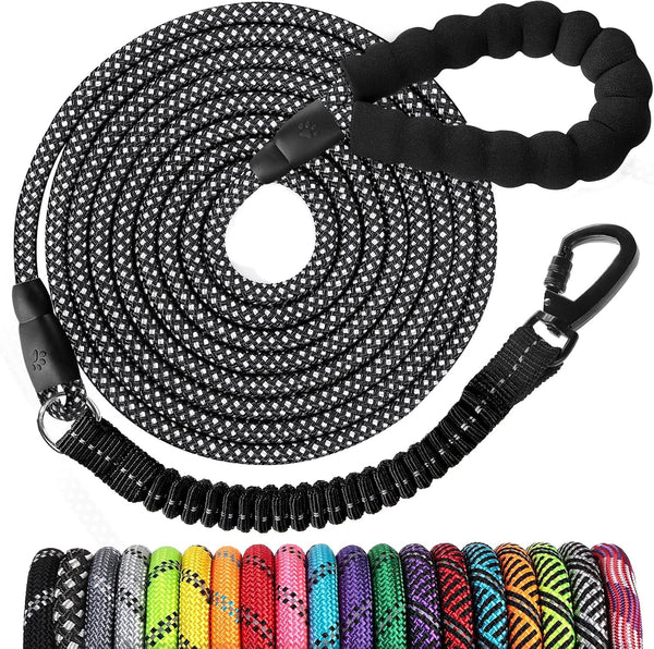 Long Dog Leash 15 FT: Heavy Duty Rope Leashes for Dogs Training with Swivel Lockable Hook Reflective Threads Bungee and Padded Handle - Dog Lead for Large Small Medium Dogs outside Walking Hiking36