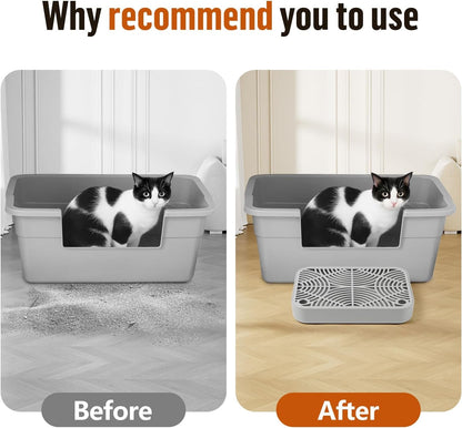 Cat Litter Box Ramp, Litter Box Step Mat with Filter Function Cat Stair for Litter Box, Easy to Clean, 11.8''X 8.2''X 2'' Cats Pedal Step Stool Ideal for Kitten & Elderly Cats (Light Grey)6