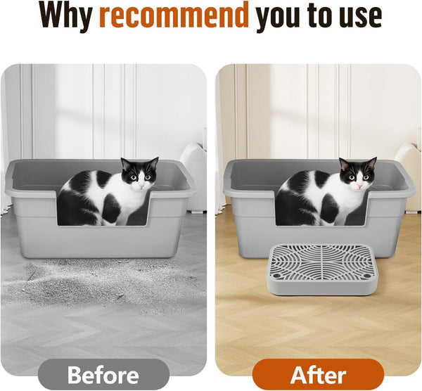 Cat Litter Box Ramp, Litter Box Step Mat with Filter Function Cat Stair for Litter Box, Easy to Clean, 11.8''X 8.2''X 2'' Cats Pedal Step Stool Ideal for Kitten & Elderly Cats (Light Grey)6