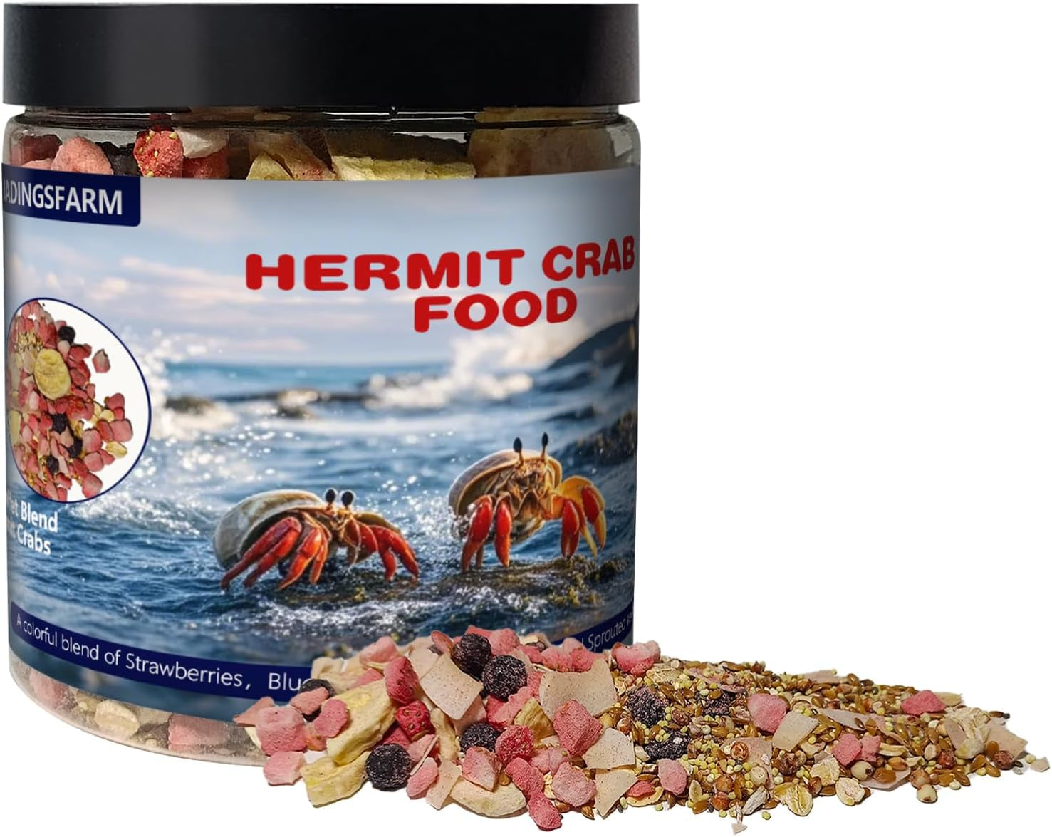 jadingsfarm-fruity-buffet-blend-diet-4-4-oz-food-for-hermit-crabs-all-natural-hermit-crab-food-hermit-crab-treats-high-protein-nutrient-blend-diet-of-oats-blueberries-strawberry-banana-sprouted-seeds-mix-for-hermit-crabs