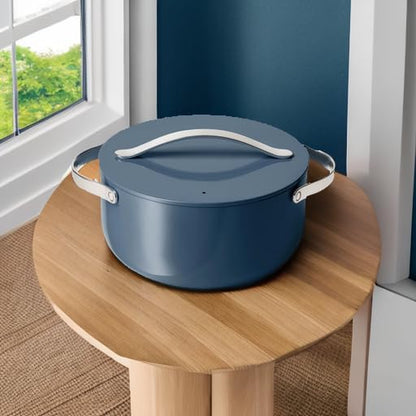 Caraway Non-Stick Ceramic Dutch Oven Pot with Lid (6.5 Qt, 10.5") | Non-Toxic, PTFE and PFOA Free, Safe and Compatible with All Stovetops (Gas, Electric and Induction), Navy5