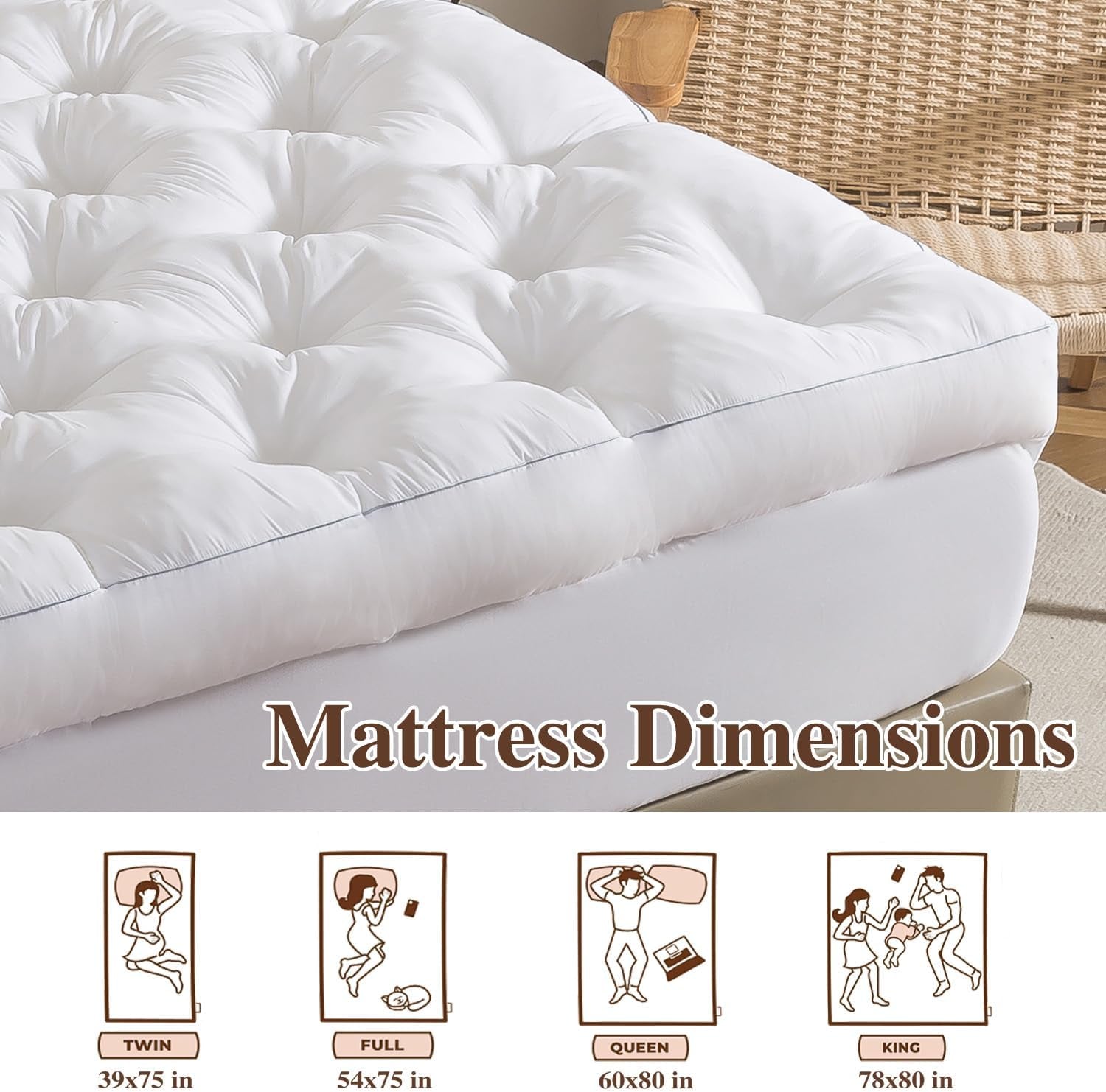 5-inch-memory-foam-mattress-topper-queen-60x80-deep-pocket-2000gsm-fluffy-shredded-memory-foam-filled-extra-soft-pillow-top-for-back-pain-relief-thick-supportive-bed-topper