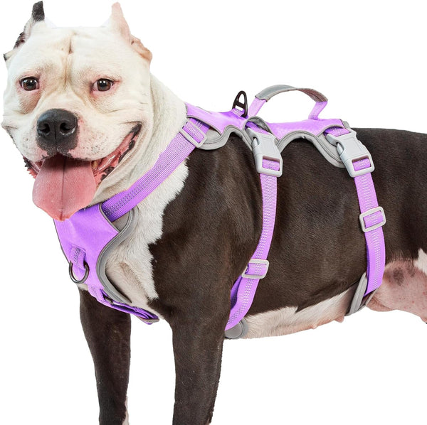 Huntboo Escape Proof Dog Harness, Escape Artist Harness, Reflective Harness with Padded Handle, Breathable, Durable, Adjustable Vest for Medium Dogs Walking, Training, and Running Gear (Blue, M)15