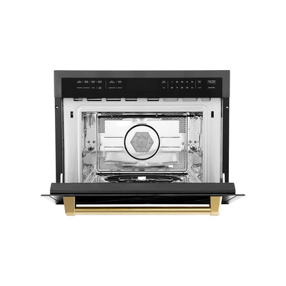ZLINE Autograph Edition 24" 1.6 Cu Ft. Built-In Convection Microwave Oven in Black Stainless Steel and Gold Accents4