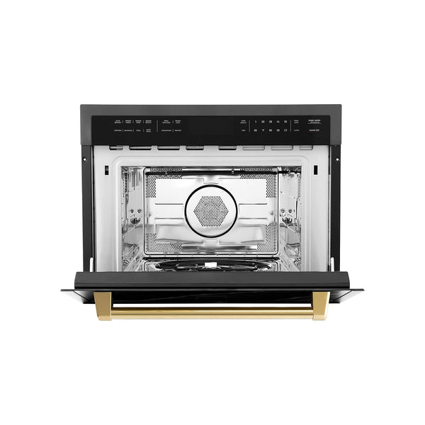 ZLINE Autograph Edition 24" 1.6 Cu Ft. Built-In Convection Microwave Oven in Black Stainless Steel and Gold Accents4
