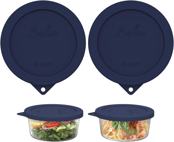 4 Cup Silicone Lids Replacement for Pyrex & Anchor Hocking 7201-PC | Food Grade Silicone, Leakproof、Airtight Lids, Dishwasher Microwave Safe(2 Pack)1