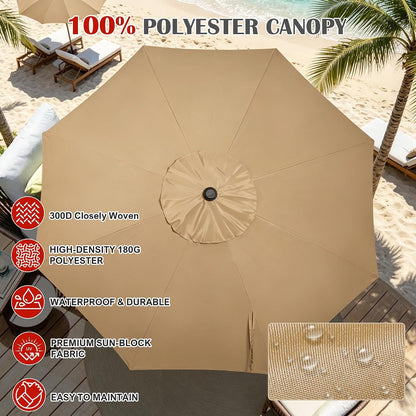 9' Outdoor Patio Umbrella, Outdoor Table Umbrella, Yard Umbrella, Market Umbrella with 8 Sturdy Ribs, Push Button Tilt and Crank5