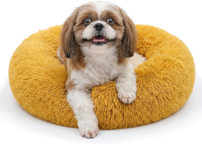Small Calming Dogs Bed for Small Dogs Anti-Anxiety Machine Washable Fluffy Luxury Anti-Slip Waterproof Mute Base Warming Cozy Soft Pet Puppy round Bed48