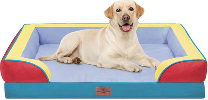 Comfort Expression Orthopedic Dog Bed for Extra Large Dogs with Bolster | Waterproof Dog Couch Bed with Washable Cover & Non-Slip Bottom, Supportive Egg Crate Foam XL Pet Bed, 42X30 Inch176