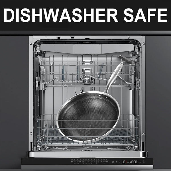 Hybird Nonstick Wok Pan with Lid | 10-Inch | Rivented Handle | Non Toxic | Tri-Ply Stainless Steel | Ceramic Coating | Stir Fry Pan | Induction Compatible | Dishwasher & Oven Safe4