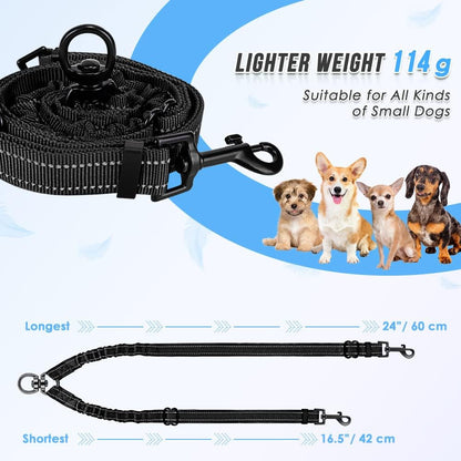 AUTOWT Double Dog Leash, No Tangle 360°Swivel Rotation Reflective Lead Attachment Adjustable Length Dual Two Dogs Lead Splitter, Comfortable Shock Absorbing Walking Training for 2 Dogs3