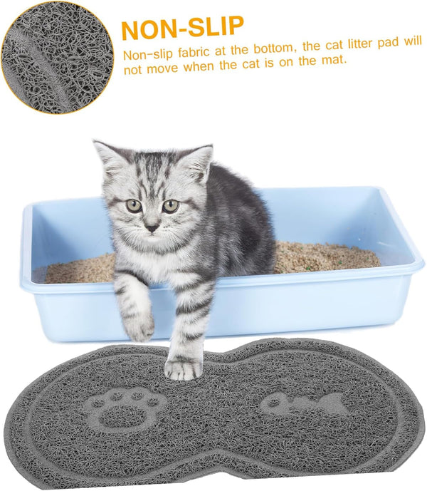 Cat Litter Box Mat PVC Cat Bowl Mat: Nonslip Waterproof for Litter Box That Ches - for under Pet Food Bowl, 17.7 X 10.2 X 0.2 Inch4