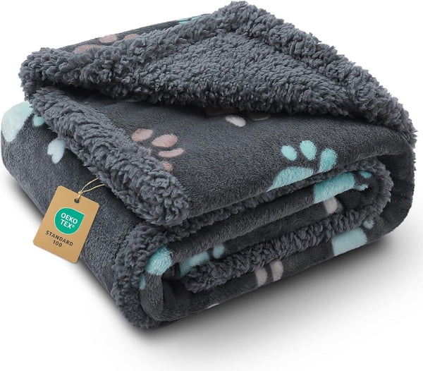 Luciphia Waterproof Pet Blankets for Couch Sofa Bed Cover Cat Liquid Pee Proof Washable Soft Fluffy Large Dog Blanket Reversible Furniture Protection Puppy Grey Paw Thicken Small（40" X 28"） | Soft Print Pet Blanket Washable Pee Proof, Furniture Protector for Couch Sofa Bed Car, Cozy Throw (40" X 28", Grey Paw)1