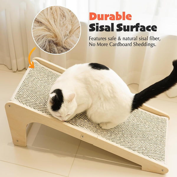PETKARAY Sisal Cat Scratcher Ramp, L Shaped Scratching Post and Scratch Pad for Indoor Cats, Couch Furniture Protector, Chevron3