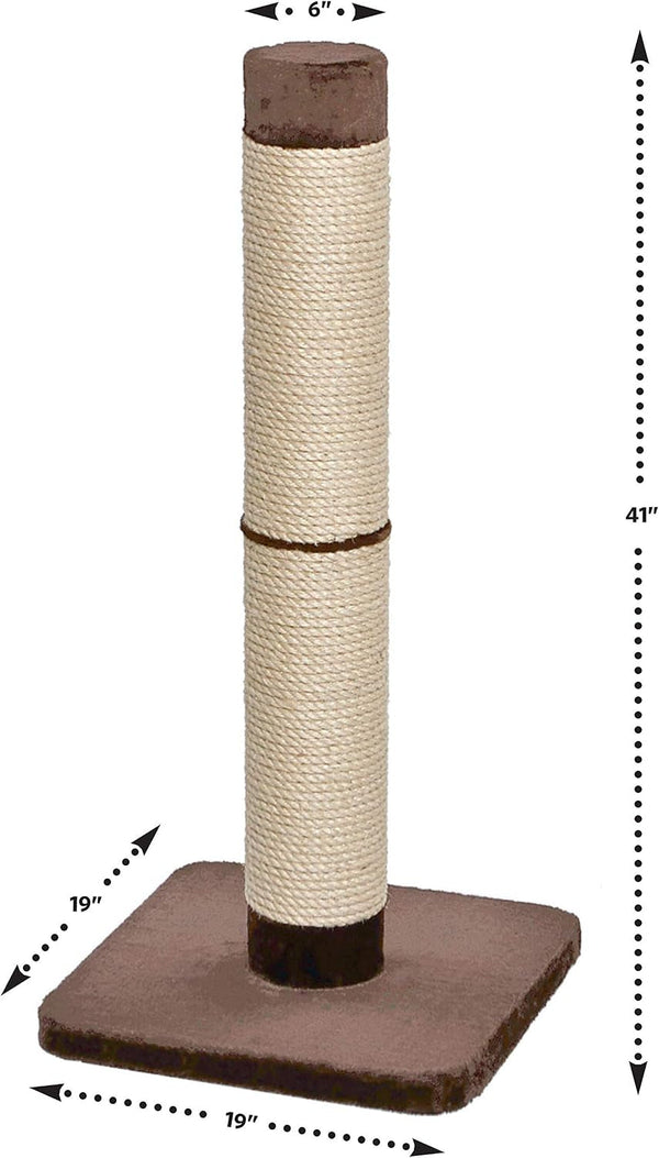 Midwest Homes for Pets Feline Nuvo Grand Forte Scratching Post, 41 Inches Tall, Heavy-Duty Sisal Post with Wide Base, Thick Brown Faux Fur, for Large and Multi-Cat Households2