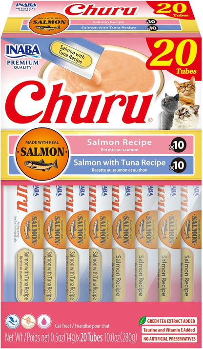 INABA Churu Cat Treats, Lickable, Squeezable Creamy Purée Cat Treat with Green Tea Extract & Taurine, 0.5 Ounces Each Tube, 50 Tubes, Tuna & Chicken Variety15