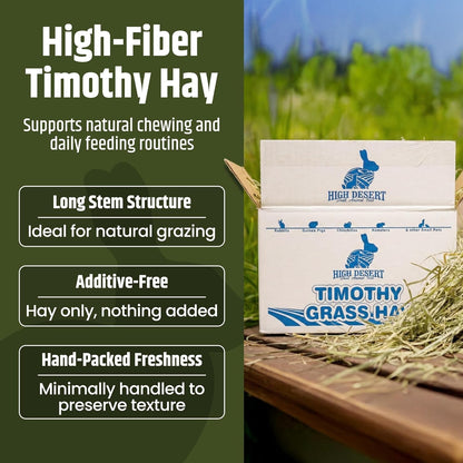 High Desert 2Nd Cutting Timothy Hay for Rabbits, Guinea Pigs, 4 Lb | Soft Leafy Texture with Balanced Fiber, Supports Healthy Digestion, Great for Chinchillas, Hand Packed in the USA, Low Dust2